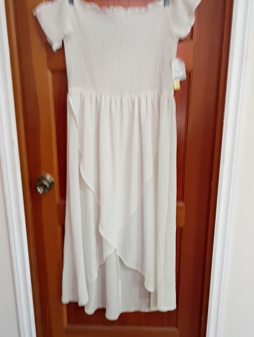 Riley & James Ivory Textured Off-Shoulder Dress